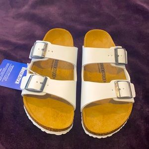 Brand New White Leather Arizona Birkenstocks